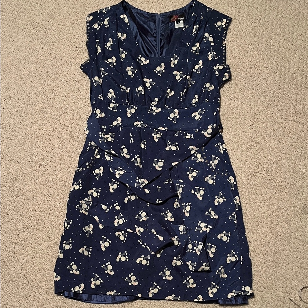 Vintage Style Navy Poodle Dress